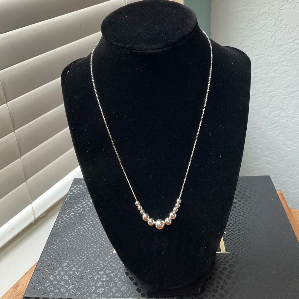 925 Sterling Silver Tier Bead Necklace.